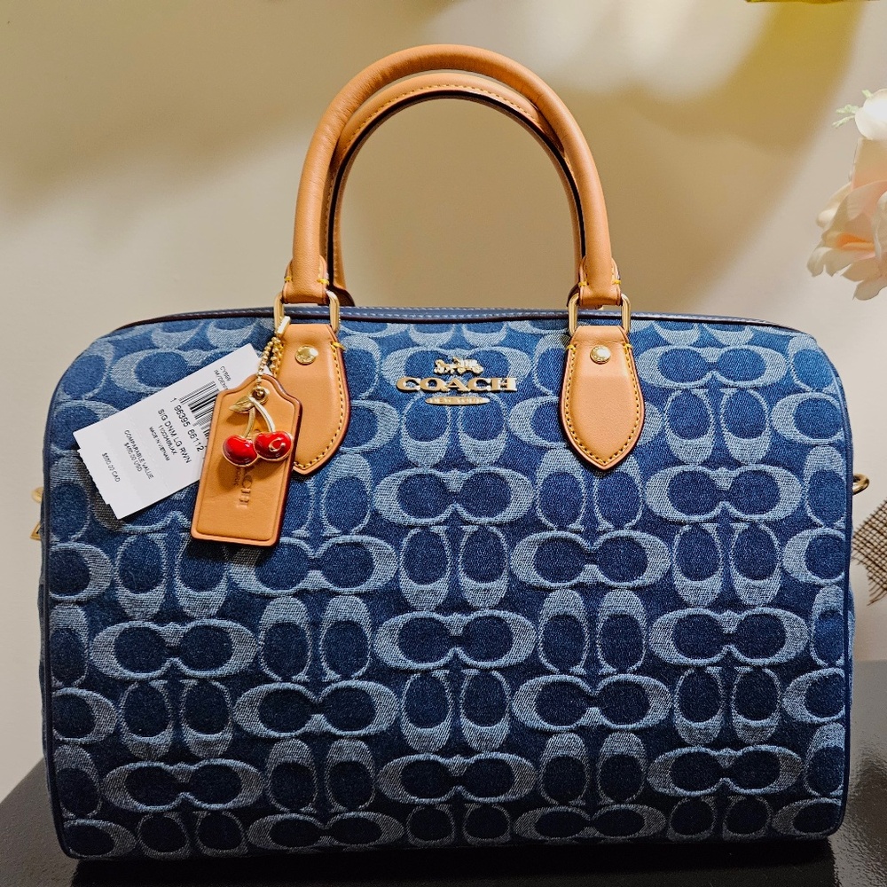Coach Rowan Large Satchel Bag In Denim Signature Canvas. X Body Style No. CY699